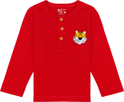 BodyCare Boys Printed Cotton Blend Regular T Shirt(Red, Pack of 1)