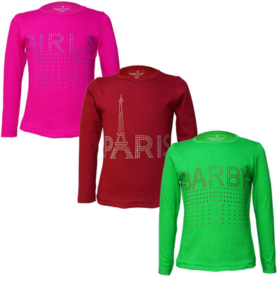 Just Live Fashionn Girls Printed Pure Cotton Regular T Shirt(Multicolor, Pack of 3)