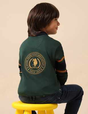 U.S. POLO ASSN. Boys Graphic Print Pure Cotton Regular T Shirt(Green, Pack of 1)