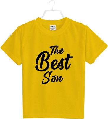 CHOMBOOKA Boys & Girls Typography Polyester Oversized T Shirt(Yellow, Pack of 1)