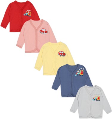 tiniberry Baby Boys & Baby Girls Solid Cotton Blend Regular T Shirt(Multicolor, Pack of 5)