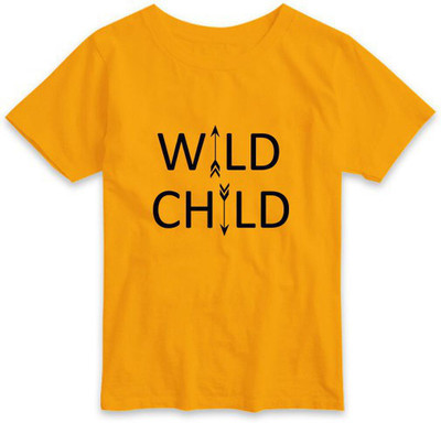 RAINBOWTEES Boys & Girls Typography, Printed Pure Cotton Regular T Shirt(Yellow, Pack of 1)