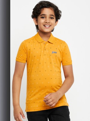 UNIBERRY Boys Printed Cotton Blend Regular T Shirt(Yellow, Pack of 1)