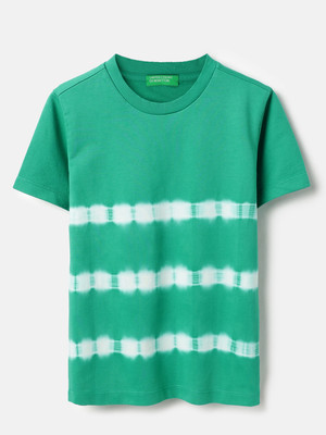 United Colors of Benetton Baby Girls Tie & Dye Pure Cotton Regular T Shirt(Green, Pack of 1)