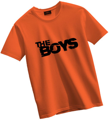 MAHA Boys & Girls Printed Pure Cotton Regular T Shirt(Orange, Pack of 1)