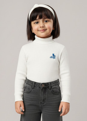 Zeal G Girls Solid Pure Cotton Regular T Shirt(White, Pack of 1)