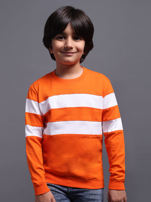 PROVOGUE Boys Striped Pure Cotton Regular T Shirt(Multicolor, Pack of 1)