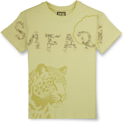 GINI & JONY Baby Boys Animal Print Cotton Blend Regular T Shirt(Yellow, Pack of 1)