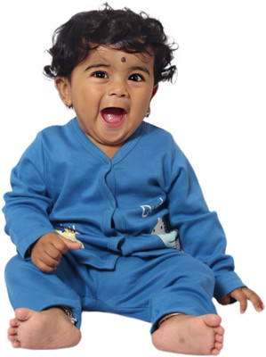Kidzz Boys Solid Cotton Blend Regular T Shirt(Blue, Pack of 1)
