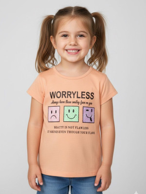 Pink Castle Girls Printed Cotton Blend Regular T Shirt(Multicolor, Pack of 1)