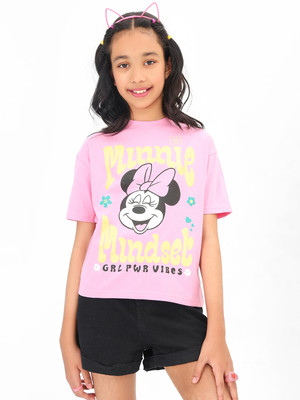 BONKIDS Girls Typography, Printed Pure Cotton Regular T Shirt(Pink, Pack of 1)