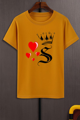 BHAIJIFASHION Boys Printed Polyester Regular T Shirt(Yellow, Pack of 1)