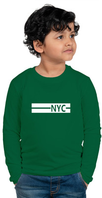 CHOMBOOKA Boys Typography, Printed Cotton Blend Regular T Shirt(Green, Pack of 1)
