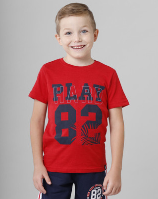 Codez Boys Printed Cotton Blend Regular T Shirt(Red, Pack of 1)