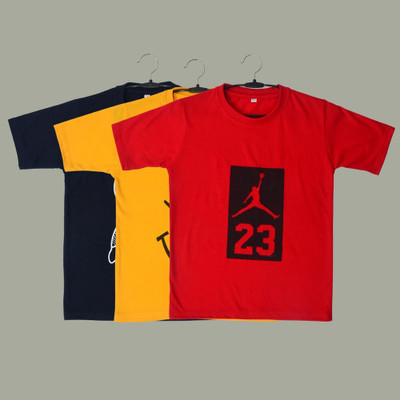 TADEO CREATION Boys Printed Cotton Blend Oversized T Shirt(Multicolor, Pack of 3)