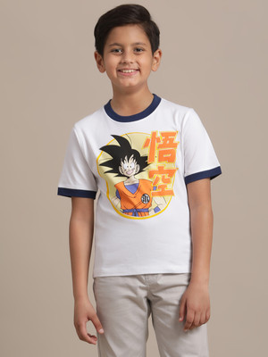 kidsville Boys Graphic Print Cotton Blend Regular T Shirt(White, Pack of 1)