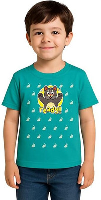 Sattitude Boys Printed Cotton Blend Regular T Shirt(Green, Pack of 1)