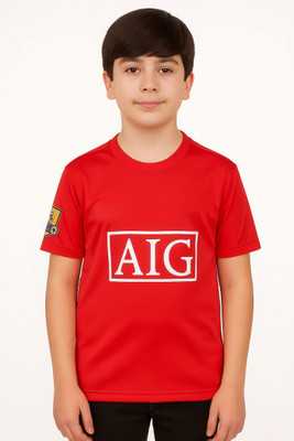 BUGOAT Boys & Girls Printed Polyester Regular T Shirt(Red, Pack of 1)