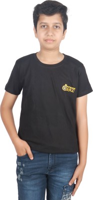 Yellowtoons Boys Printed Cotton Blend T Shirt(Black, Pack of 1)
