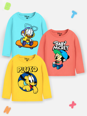 Miss & Chief  - DISNEY Baby Boys Cartoon Cotton Blend Regular T Shirt(Multicolor, Pack of 3)