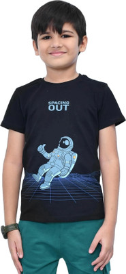 YOUMAA FAB Boys Graphic Print Cotton Blend Regular T Shirt(Black, Pack of 1)