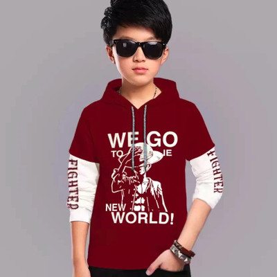 Xite Tees Boys Typography, Printed Cotton Blend Regular T Shirt(Maroon, Pack of 1)