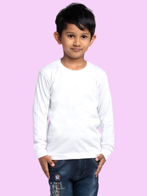 FBAR Boys Solid Pure Cotton Regular T Shirt(White, Pack of 1)