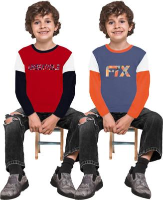 FTX Boys Solid Polyester Regular T Shirt(Multicolor, Pack of 2)