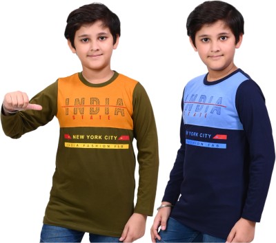 SANDOLL Boys Printed Pure Cotton T Shirt(Multicolor, Pack of 2)