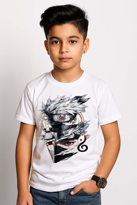 fashionbites Boys Graphic Print Polyester Regular T Shirt(White, Pack of 1)