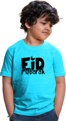 CHOMBOOKA Boys Printed Pure Cotton Regular T Shirt(Blue, Pack of 1)
