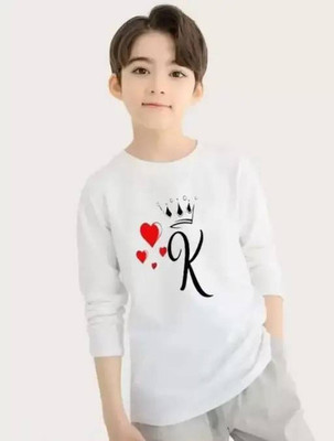 GPGARMNETS Boys Printed Polyester Regular T Shirt(White, Pack of 1)