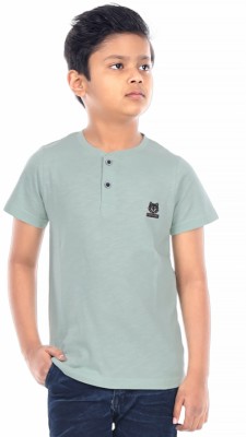 3PIN Boys Solid Pure Cotton T Shirt(Green, Pack of 1)