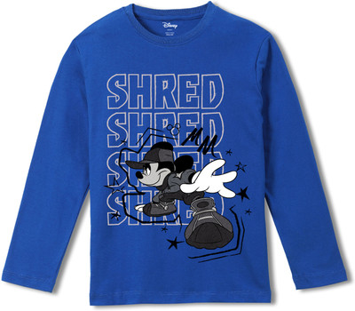 DISNEY BY MISS & CHIEF Boys Cartoon Pure Cotton Regular T Shirt(Blue, Pack of 1)