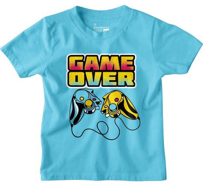 BonOrganik Boys Printed Pure Cotton Regular T Shirt(Blue, Pack of 1)