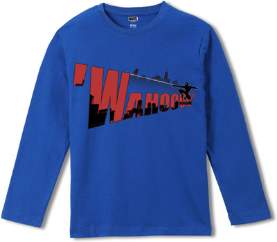 WEAR YOUR MIND Boys Graphic Print Pure Cotton Regular T Shirt(Blue, Pack of 1)