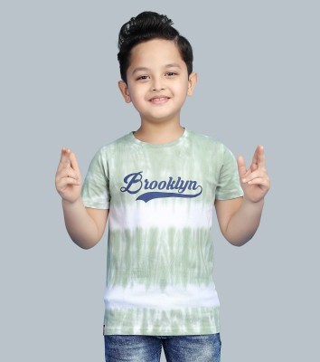 3PIN Boys Tie & Dye Pure Cotton T Shirt(Green, Pack of 1)