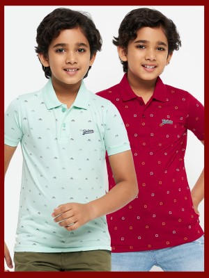 UNIBERRY Boys Printed Cotton Blend Regular T Shirt(Multicolor, Pack of 2)