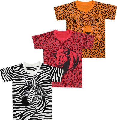 Biffy and Luffy Boys Graphic Print Cotton Blend Regular T Shirt(Multicolor, Pack of 3)