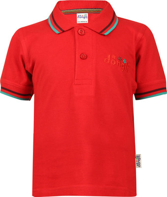 FabTag  - dongli Boys Solid Pure Cotton Regular T Shirt(Red, Pack of 1)