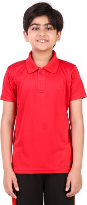 VECTOR X Boys Solid Polyester T Shirt(Red, Pack of 1)