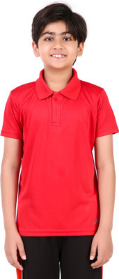 VECTOR X Boys Solid Polyester Regular T Shirt(Red, Pack of 1)