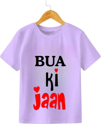 KNCH Boys & Girls Typography Polycotton Regular T Shirt(Purple, Pack of 1)