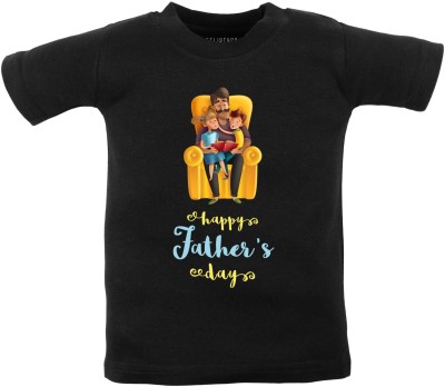 Fflirtygo Boys & Girls Printed Cotton Blend Regular T Shirt(Black, Pack of 1)