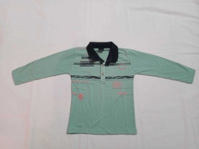 ajmera fashion Boys Printed Cotton Blend T Shirt(Light Blue, Pack of 1)