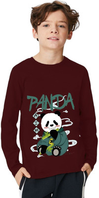 ENZIKO Boys Graphic Print Cotton Blend Regular T Shirt(Maroon, Pack of 1)