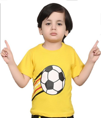 TTADEO Baby Boys Printed Cotton Blend Oversized T Shirt(Yellow, Pack of 1)