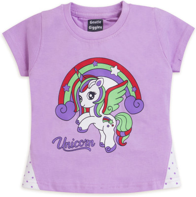 Gentle Giggles Boys Cartoon Pure Cotton Regular T Shirt(Purple, Pack of 1)