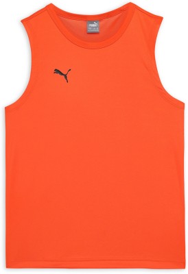 PUMA Boys Solid Polyester Regular T Shirt(Orange, Pack of 1)