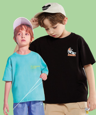 GRAND MALBORK Boys Printed Pure Cotton Oversized T Shirt(Multicolor, Pack of 2)
